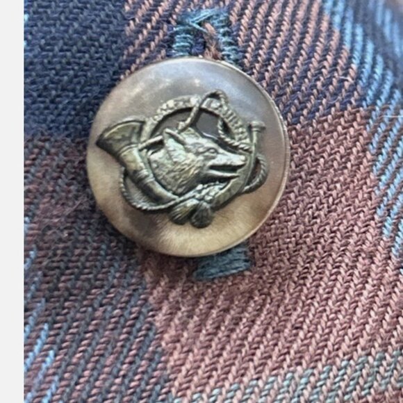 NWT Vintage Ralph Lauren Blue Plaid Wolf Button Up Top Womens 14 Rayon Wool - Picture 5 of 5